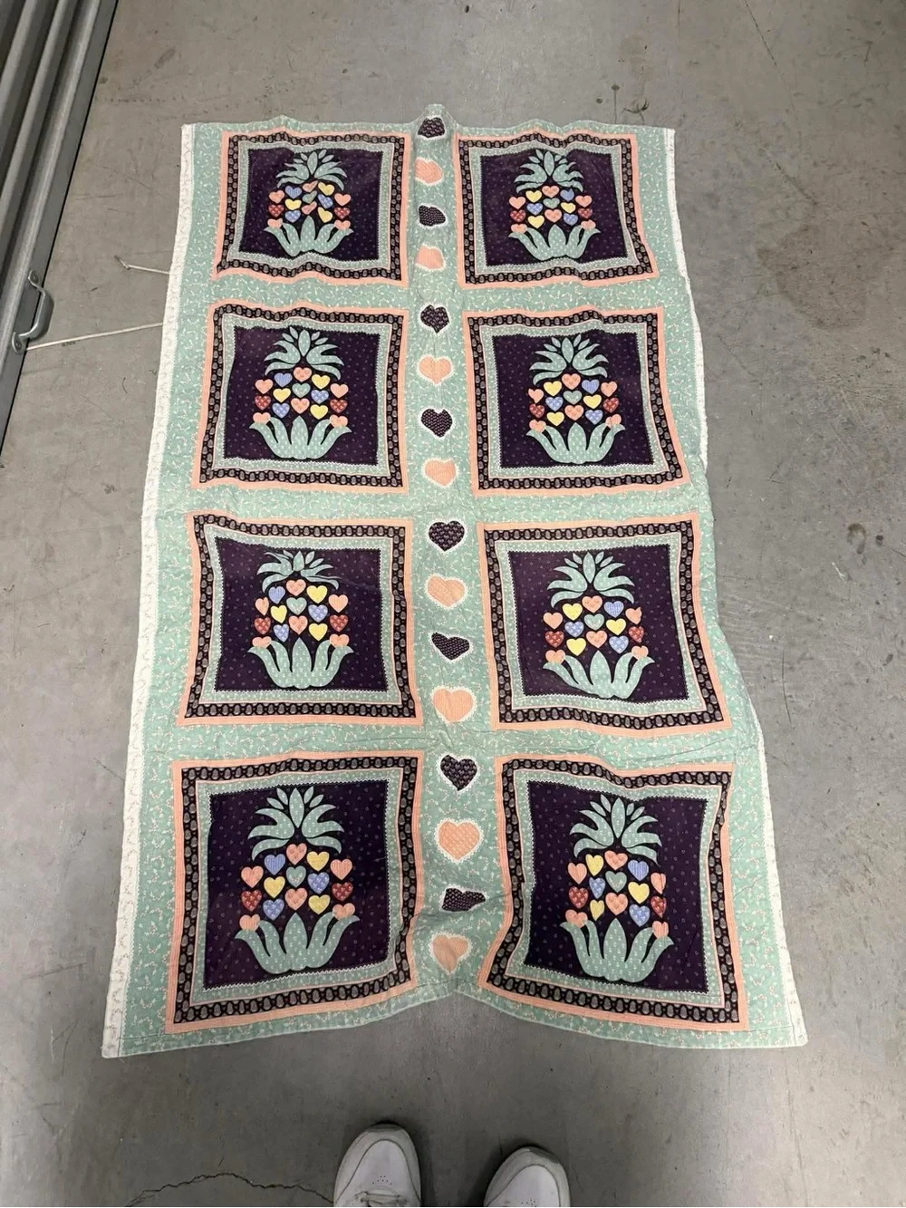 Vintage Quilted Pineapple Heart Throw